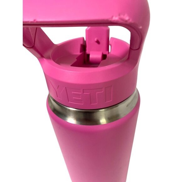 Yeti Water Bottle Pink 26 oz with handle Straw See photos for handle scar - Picture 4 of 7